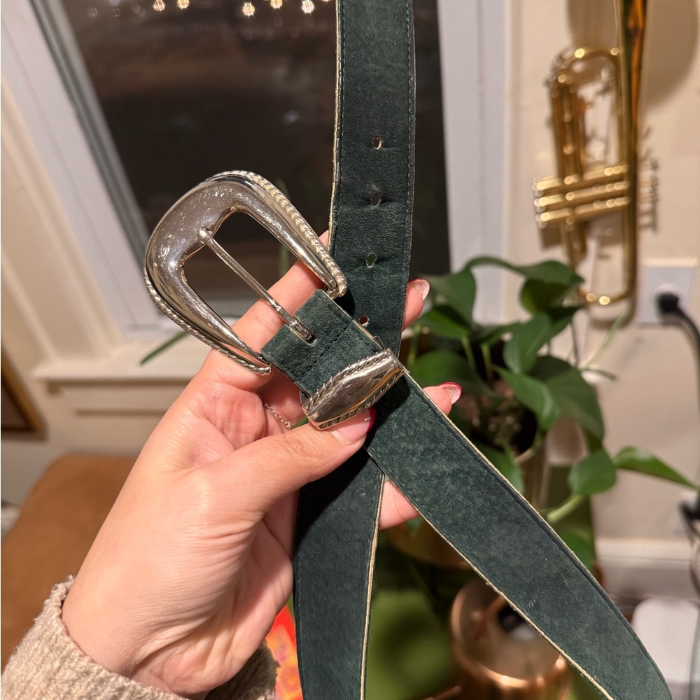 Vintage 90s green suede western belt